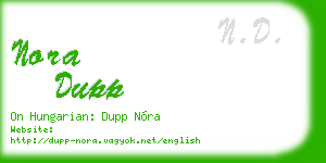 nora dupp business card